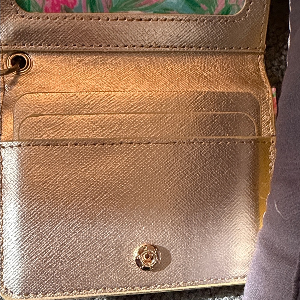 Lilly Pulitzer Pink and Green Wristlet with Gold Accents, Delta Zeta Colors - Picture 8 of 8